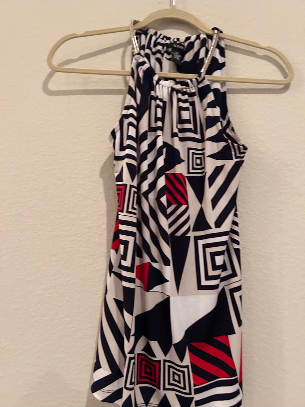 Alfani Black, White & Red Geo Halter Camisole
